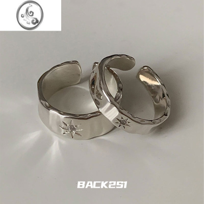 JiMi小众设计星芒锆石戒指男女情侣对戒复古冷淡风ins开口可调节指环