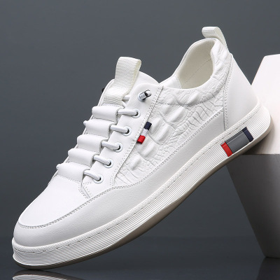 牛皮小白鞋男士春季透气男鞋真皮2024新款潮流百搭厚底休闲板鞋男