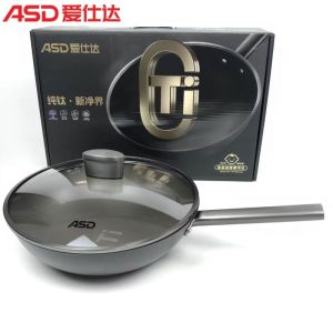 爱仕达(ASD)纯钛炒锅CT32Z6Q 易洁平底不粘锅电磁炉通用家用厨房炒菜煎锅 纯钛不粘炒锅 32cm [商超同款]