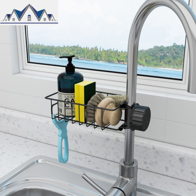 不锈钢免打孔水龙头置物架厨房用品沥水篮水池水滤水架收纳 三维工匠