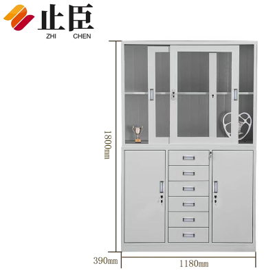止臣 文件柜 办公柜储物柜资料柜带锁档案柜加厚铁皮柜 宽中六
