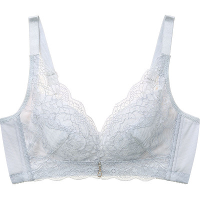 夏季蕾丝大码超薄透气无钢圈文胸可插垫性感聚拢大胸显小女内衣_1
