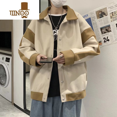 YANXU毛呢外套男港风潮流痞帅男装一套夹克休闲搭配帅气三件套装