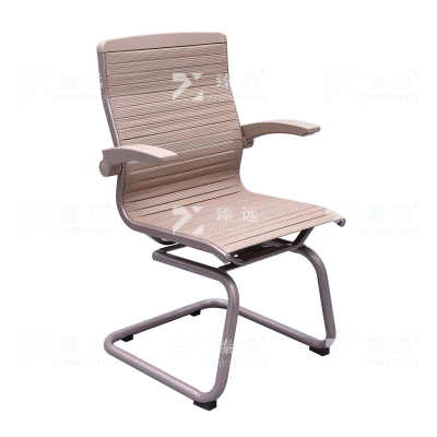 臻远 弓形椅办公椅电脑椅护腰工学椅会议椅 宽织带香槟色