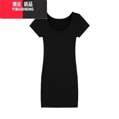 YIBUSHENG温柔风高级感灰色短袖连衣裙女季气质收腰包臀裙修身显瘦长裙子