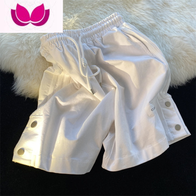 七斓条纹运动排扣短裤男士夏季ins港风情侣休闲中裤马裤潮牌五分裤子