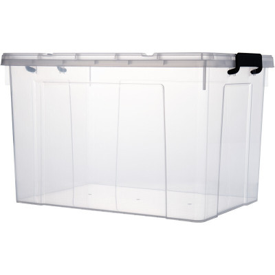 收纳箱 大号60L透明收纳塑料整理箱被子衣服玩具储物箱有盖收纳盒 大号高款单只装