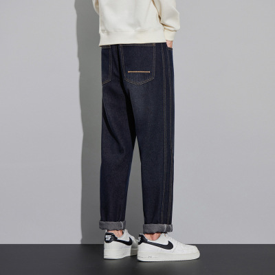 新款上新直筒牛仔裤男高级感宽松无弹时尚感莱赛尔休闲男士哈伦裤