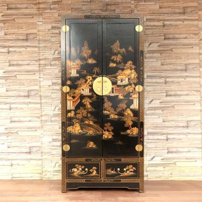 森美人新中式彩绘香樟木实木衣柜仿古衣柜古典彩绘定制卧室双衣柜