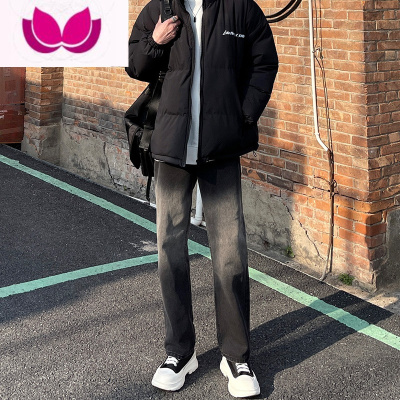 七斓黑色渐变牛仔裤美式高街男夏季薄款高街潮牌宽松直筒裤子男款长裤