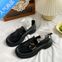 SUNTEK小皮鞋女鞋子春秋季加绒乐福鞋2023新款黑色学院英伦风一脚蹬单鞋