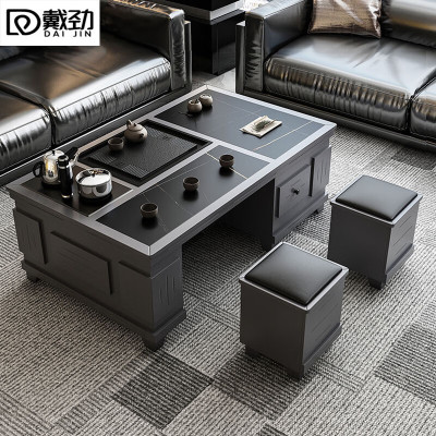 戴劲火烧石功夫茶几茶桌椅组合茶具一体套装茶台一键上水1.5米宝马灰