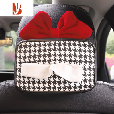 三维工匠创意可爱车载纸巾盒座椅车挂式车内纸抽盒扶手箱车用品装饰大全女 蝴蝶结纸巾盒01#
