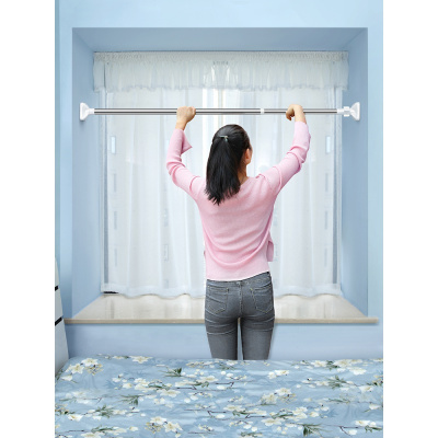 美帮汇免打孔伸缩杆晾衣杆卧室窗帘杆卫生间浴帘杆晾衣架升缩衣柜撑杆子