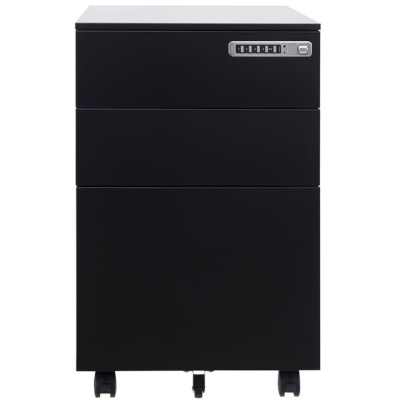 锦北 活动柜矮柜储物柜文件柜资料柜挂劳柜带锁带轮小柜 静夜黑密码锁