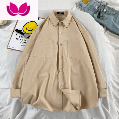 七斓简约工装长袖衬衫男款春季ins潮牌宽松大码外套日系痞帅休闲衬衣
