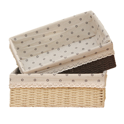 美帮汇藤编收纳篮桌面化妆品收纳筐橱柜子衣物篮零食杂物篮