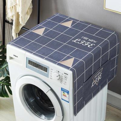 家柏饰(CORATED)北欧风格滚筒洗衣机罩盖布单开双开冰箱盖巾防尘罩棉麻布艺 黑金 双开门冰箱盖巾(70*170cm)