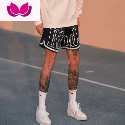 七斓美式嘻哈街头潮牌不过膝运动短裤男女宽松网眼速干四分训练篮球裤