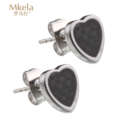 梦克拉Mkela 钨金耳钉 黑色心语 心形乌金耳饰黑色耳钉