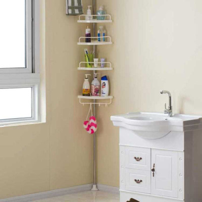 家时光 顶天立地置物架不锈钢架子浴室收纳架浴厨层架不锈钢非实木