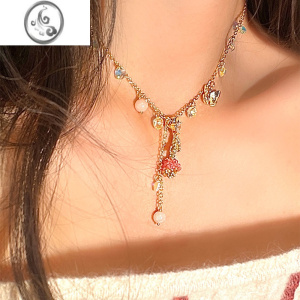 JiMi新款玫瑰水晶蝴蝶项链手工原创氛围感生日礼物送女友 均色