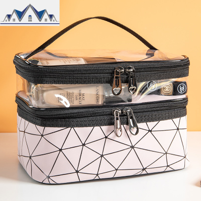化妆包女ins网红超火便携大容量透明手提旅行洗漱包盒箱收纳品袋 三维工匠收纳包