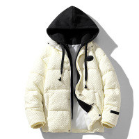 新款男装冬季连帽开衫韩版潮流假两件加厚棉衣百搭宽松外套男