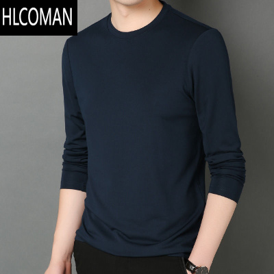 HLCOMAN桑蚕冰丝t恤男长袖薄款卫衣冰丝内衣夏季速干圆领弹力打底衫