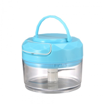 拉蒜压蒜器碎蒜捣蒜泥蒜蓉搅蒜器切蒜绞蒜机厨房迷你手动电动 敬平 钻石蓝款有提手+备用刀片研磨碗(碎物器)