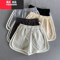 YIBUSHENG灰色短裤女休闲运动裤热裤运动短裤女款季松紧腰宽松阔腿裤裤子