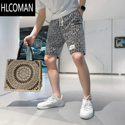HLCOMAN高级感格子短裤男潮牌休闲痞帅五分男裤2025新款男士夏季薄款裤子