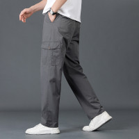 JPDUN工装休闲裤男士大码宽松直筒裤子2025年春季纯棉松紧腰长裤