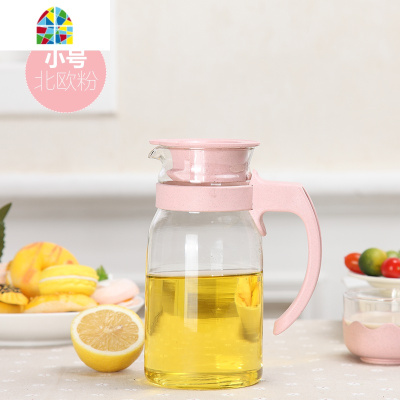家用玻璃冷水壶凉水扎壶耐热高温防爆带盖水瓶大容量凉开水杯套装 FENGHOU 大号绿[1400ML]凉水壶