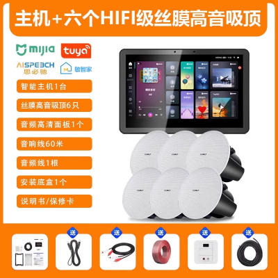 先科(SAST)智能AI家庭吸顶音响客厅无线蓝牙吊顶 智能语音主机+6个6.5英寸HiFi丝膜高音同轴吸顶音响