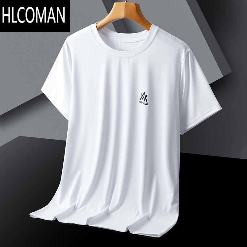 HLCOMAN冰丝t恤男士短袖夏季薄款男装2025新款男款透气速干衣服男生半袖