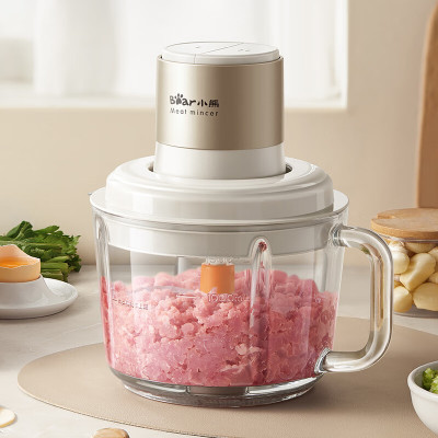 小熊(Bear)绞肉机家用 绞馅机 碎肉机 电动料理搅拌打肉机2L QSJ-K03N5[升级悬浮无孔双刀]