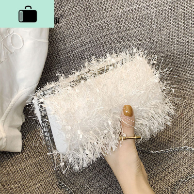 ins超火迷你水桶小包包女2020新款潮韩版秋季毛毛链条斜挎单肩包NEW LAKE女士单肩包