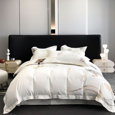 高级感60支磨毛全棉四件套加厚纯棉被套床单冬季新款床上用品1.8