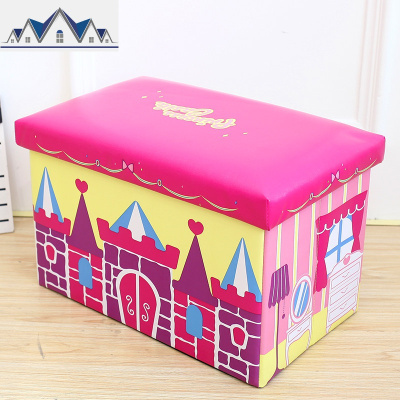 儿童储物凳子卡通玩具收纳凳可坐成人 多功能折叠整理箱换鞋凳椅 三维工匠