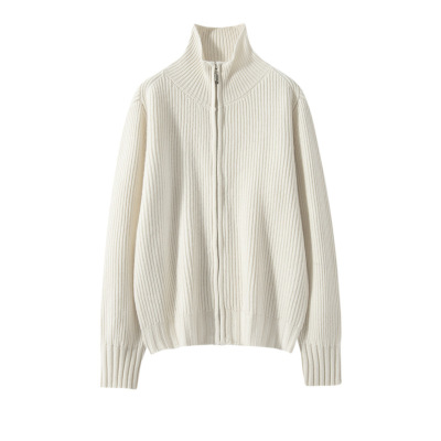 年秋冬季女士新款羊绒针织衫针织衫开衫毛衣圆领韩系气质坑条