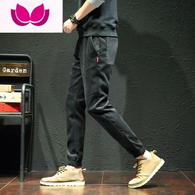 七斓休闲裤男秋季韩版潮流百搭灯芯绒裤子宽松束脚运动卫裤大码工装裤