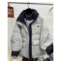 年冬季新款韩版立领撞色棉服女短款宽松高级感小个子加厚外套