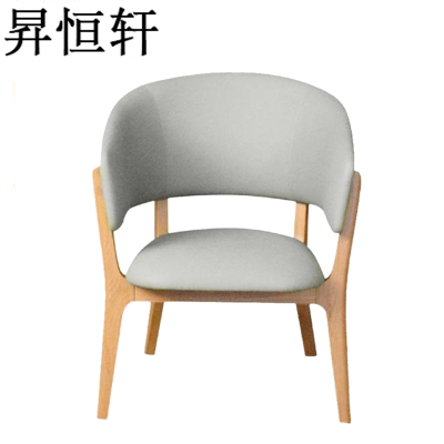 昇恒轩 单人沙发实木餐椅现代简约带扶手皮椅/个(灰色)