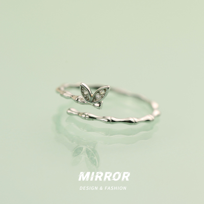 925纯银竹节戒指女指环尾戒气质高级感时尚个性潮流新送女朋友老婆情人节七夕生日礼物