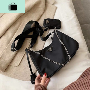 三合一包包女斜挎百搭学生韩版ins链条单肩包2020新款复古腋下包NEW LAKE 黑色女士单肩包 黑色