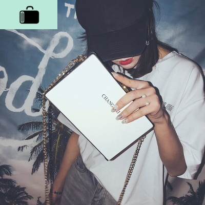 ins超火盒子包包女2020新款撞色小方包韩版百搭链条单肩斜挎包女NEW LAKE女斜挎包