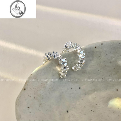 JiMi碎银子耳环女轻奢小众设计耳钉2023年新夏简约百搭耳饰高级感