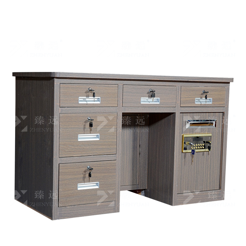 臻远 BXZ-08 钢制保险桌可投币收银财务桌1.2m黑枫木五斗电子锁