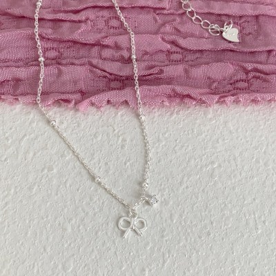 s925纯银蝴蝶结项链女2025年新款韩系时髦锁骨链日常百搭配饰送女朋友老婆情人节七夕生日礼物